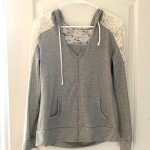 Cream and White Flower Detail Sweater Medium